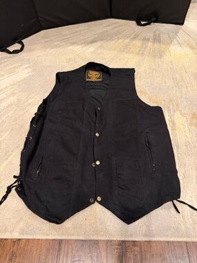 Milwaukee Performance Black Denim Collection motorcycle Vest Mens Size XXL black